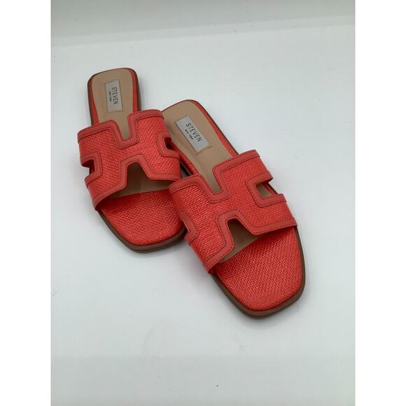 Steven New York Size 7.5 Slides Sandals Coral Woven - Picture 1 of 8